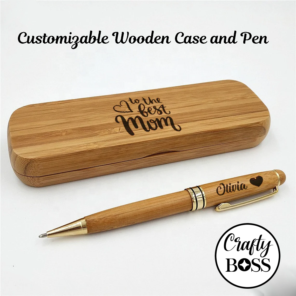 Pen Holder World's Best Boss Personalised Wooden Pen 