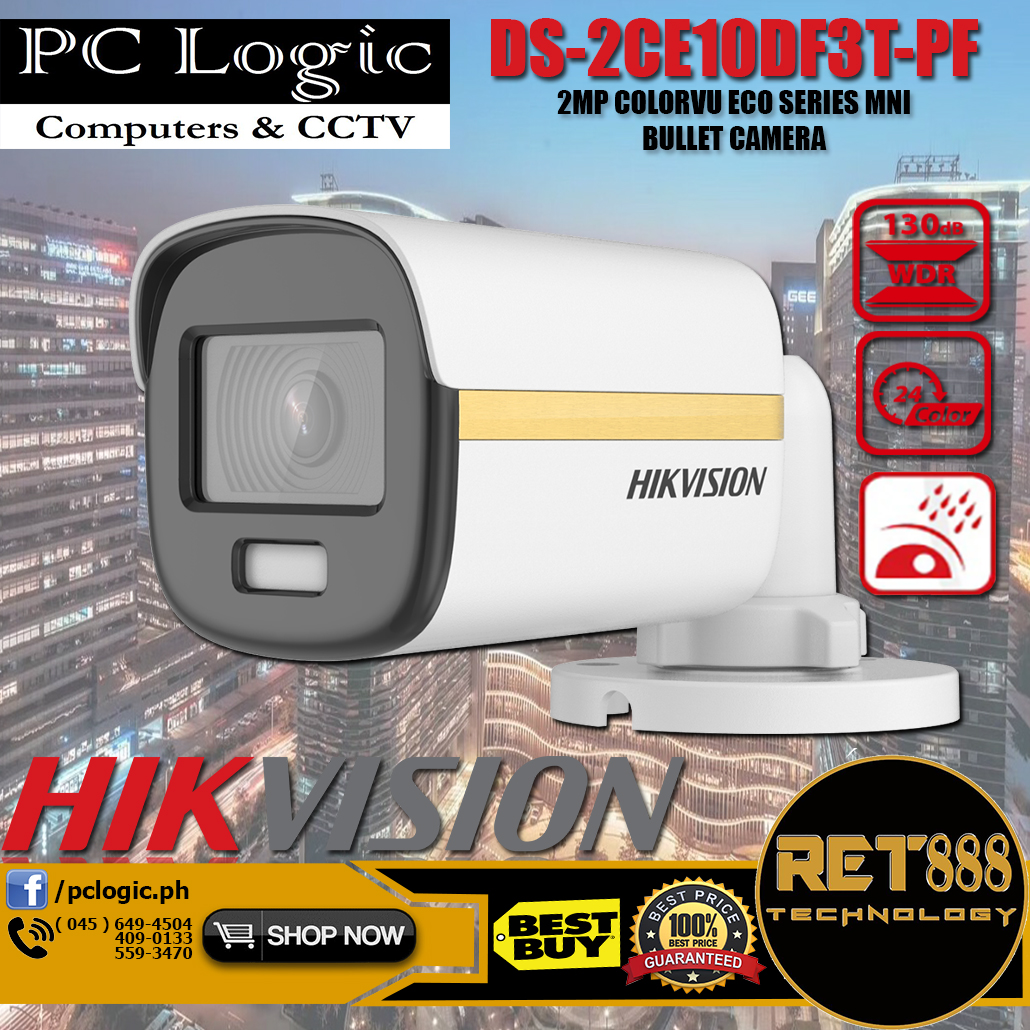 HIKVISION DS2CE10DF3TPF 2MP ( 2.8mm ) COLORVU ECO SERIES MNI BULLET