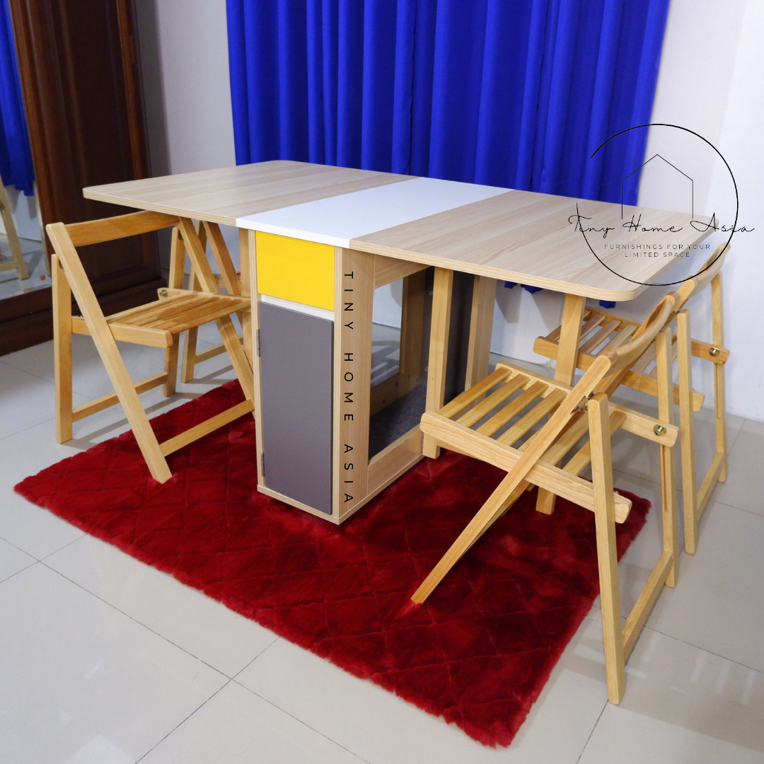 Fold N Dine Folding Dining Table and Chair Set (Light Brown) Lazada PH