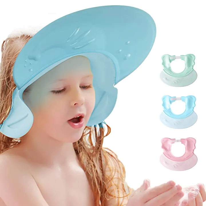 Huan Cute Adjustable Head Cover Waterproof Shampoo Shield Baby Bath Cap Baby Shower Cap Silicone Bath Visor Lazada Ph