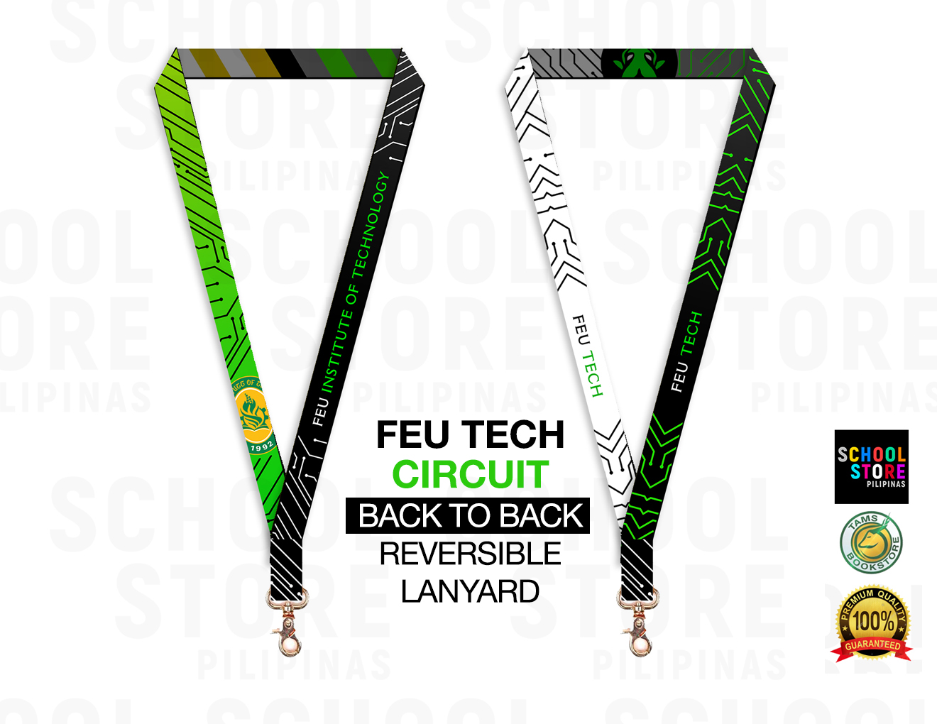 FEU TECH - CIRCUIT Reversible Lanyard - Back to Back - Far Eastern  University Tamaraws ID Lace