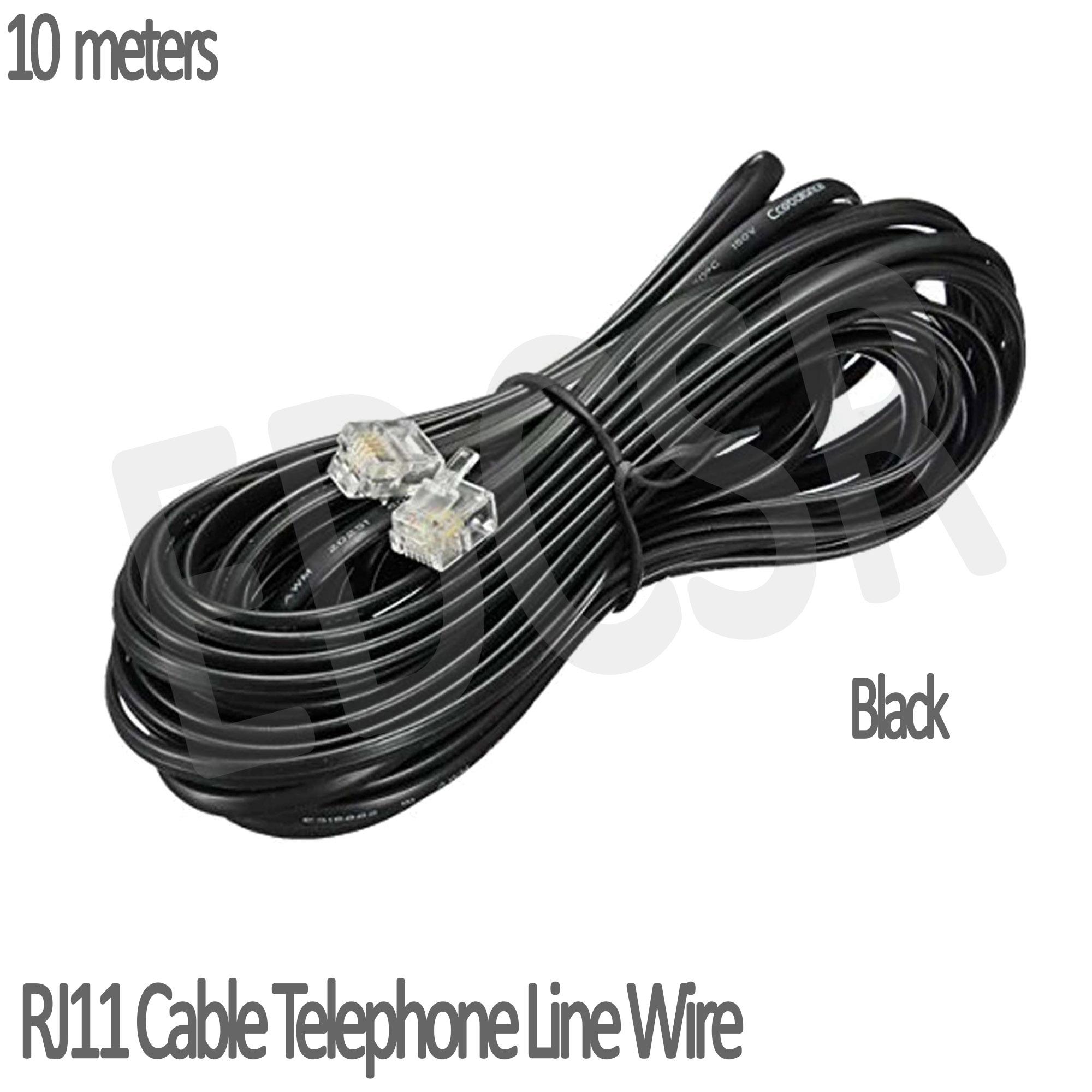 RJ11 Cable Telephone Line Wire 10 Meters (Black) Lazada PH
