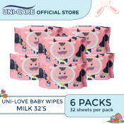 UniLove Milk Scent Baby Wipes 32's Pack of 6
