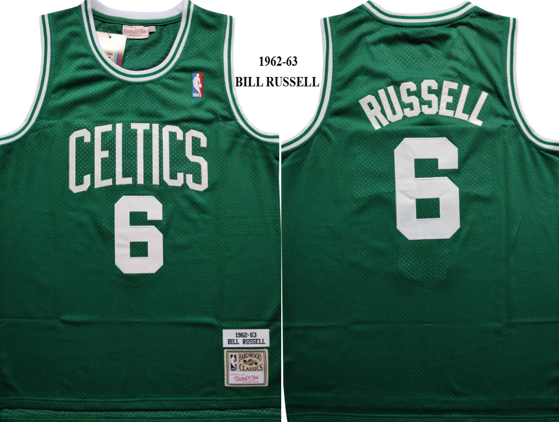 NBA Celtics 6 Bill Russell Green Throwback Men Jersey