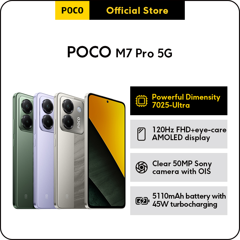 Smartphone POCO M7 Pro 5G - 12+256GB, écran AMOLED 120Hz 6.67", Batterie 5110mAh, Processeur Dimensity 7025-Ultra (sans Chargeur) - 2