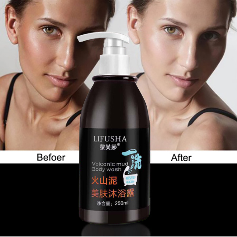 【LIFUSHA】250ML Volcanic Mud Shower Gel Whitening Body Wash Moisturizing