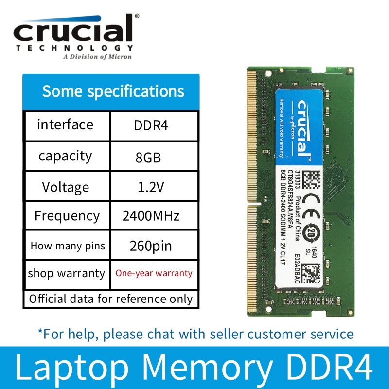PX jie495832951725 【1 year warranty】Crucial DDR4 RAM Laptop Memory