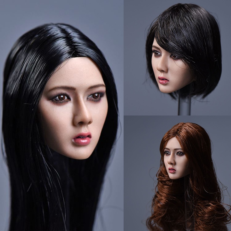 1/6 YMtoys Action Figure Accessory Asian Female Long Brown Hair Head Xiu C Ver 