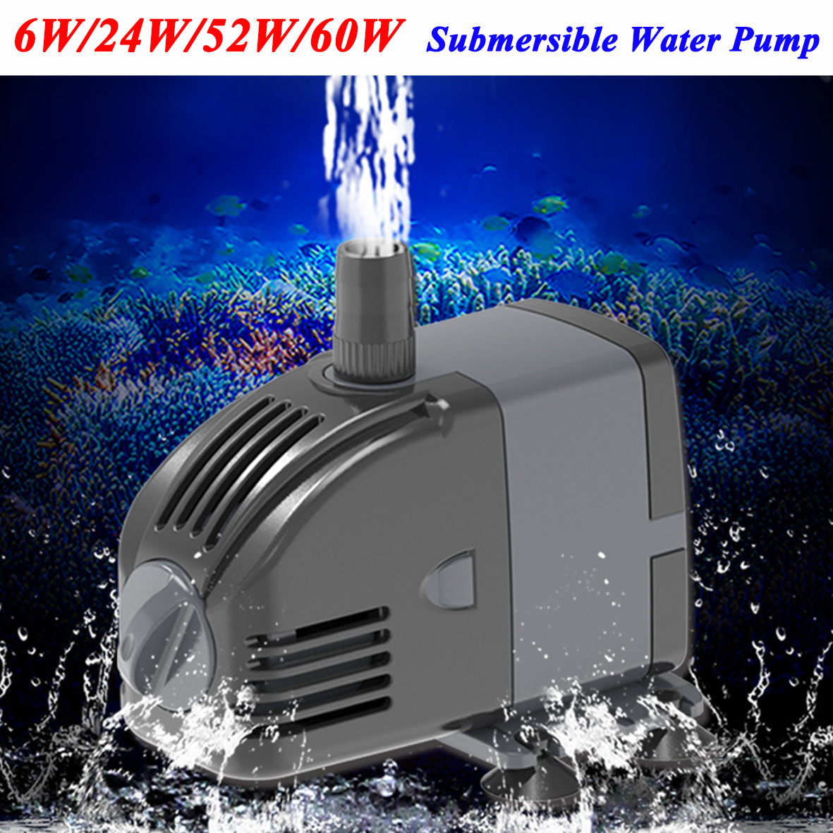 14W 24W 52W Submersible Aquarium Water Pump Fish Tank Powerhead