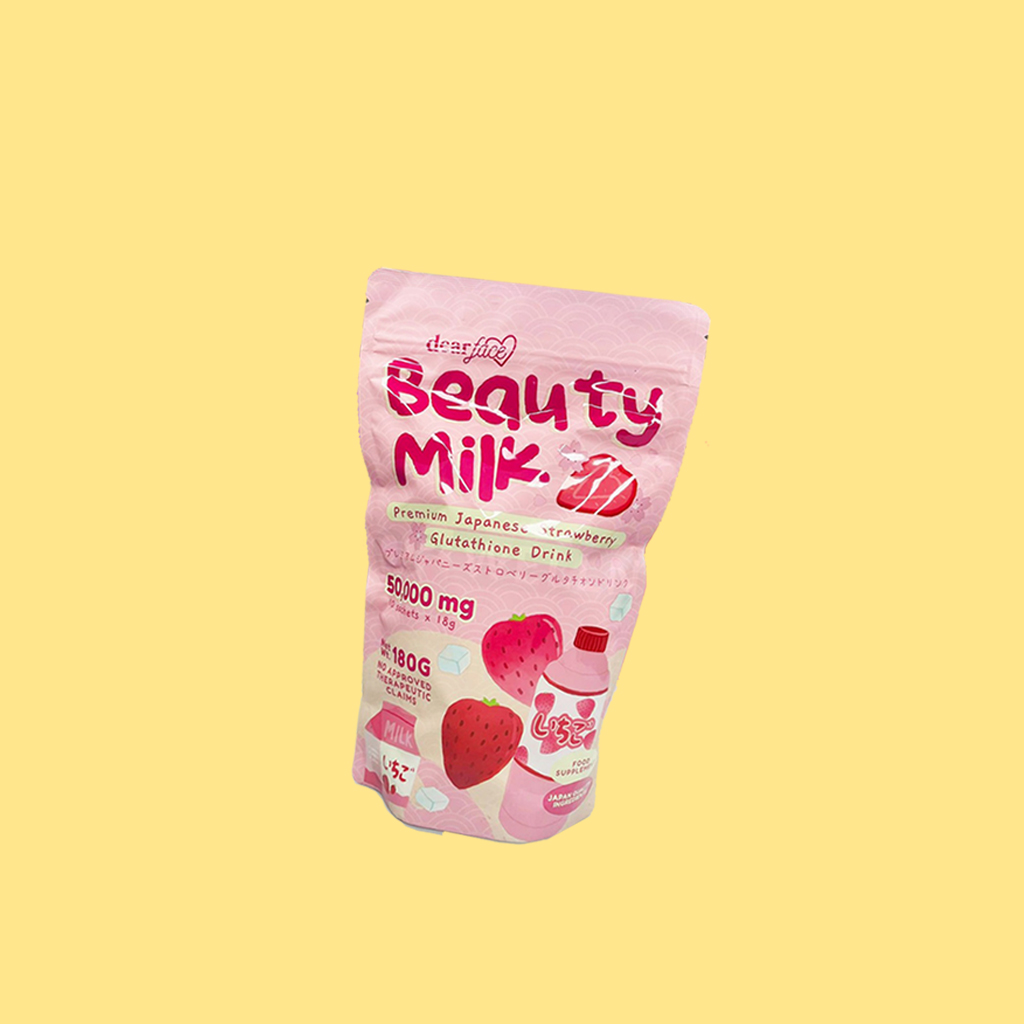 Dear Face Beauty Milk Premium Japanese Melon/Strawberry Collagen Drink 10  Sachets FDA Approved 180g