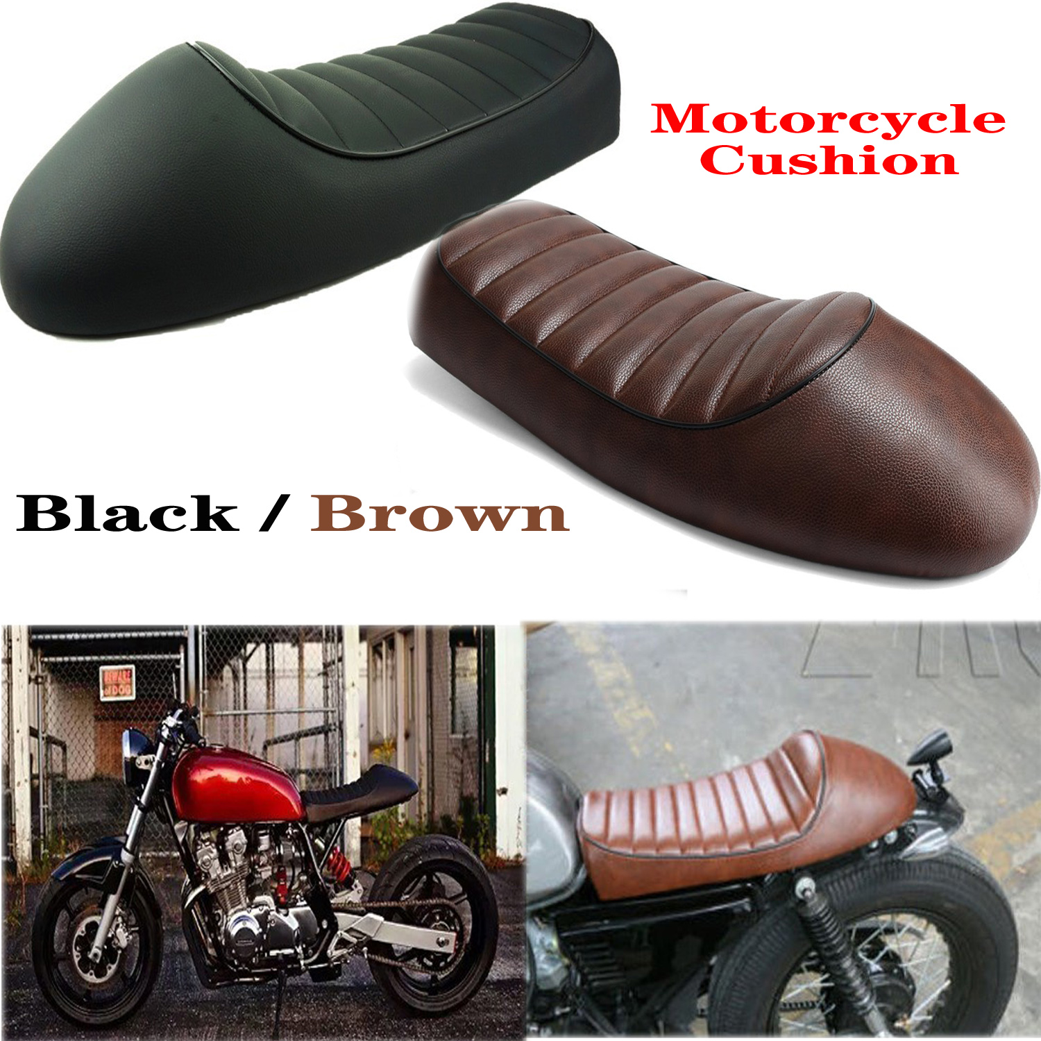 Black motorcycle store brown seat