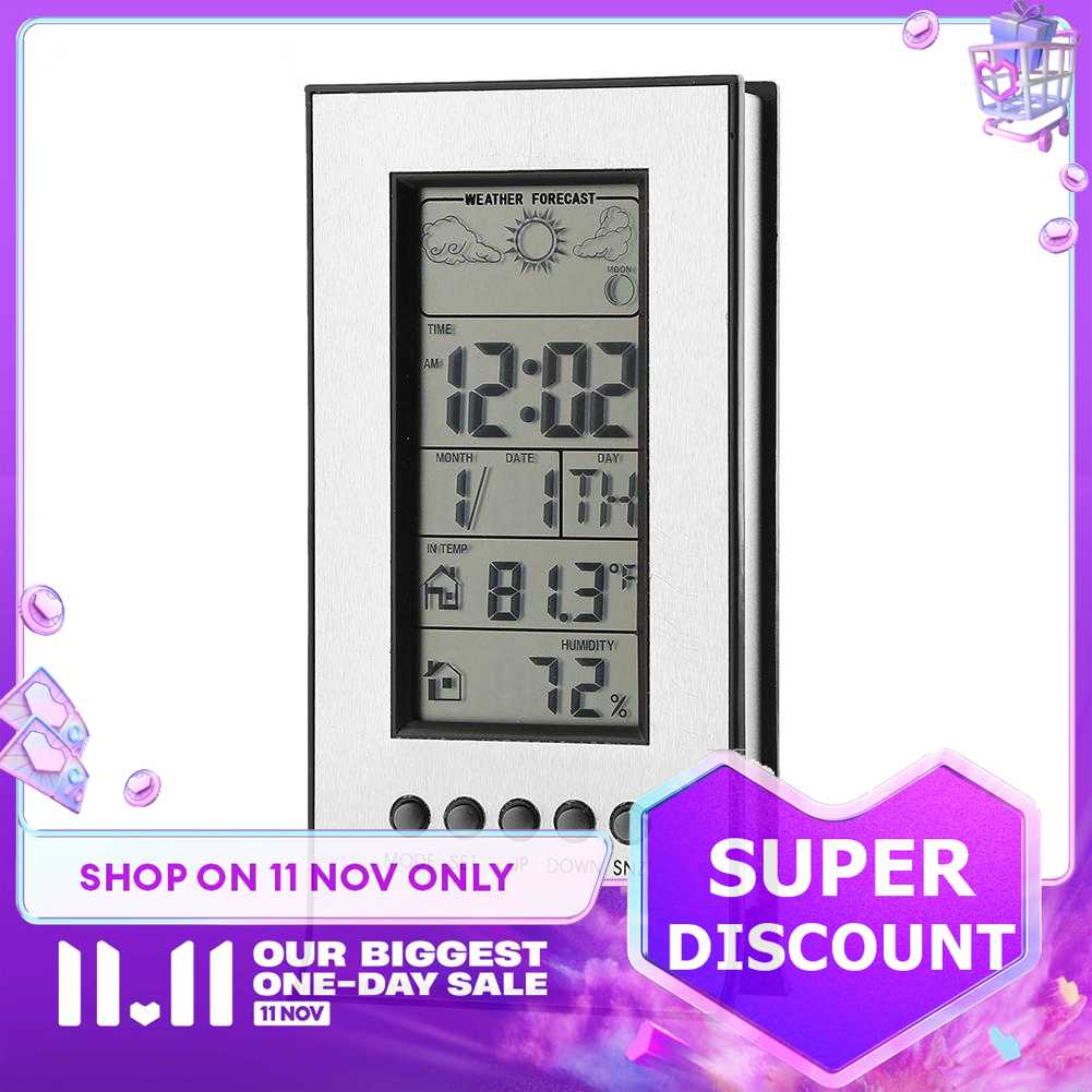 Indoor Outdoor Wireless Weather Station Alarm Clock Snooze Forecast