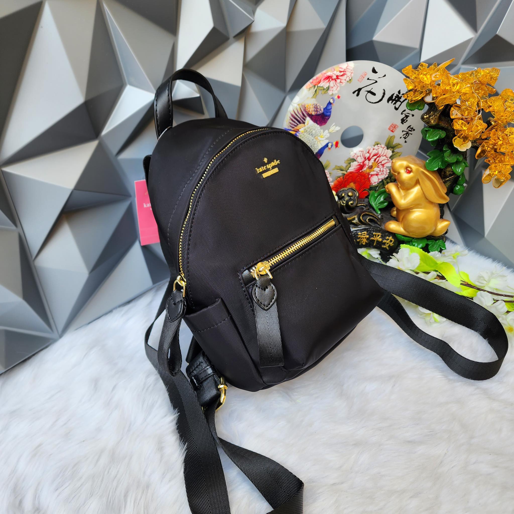 Plain black 2024 mini backpack