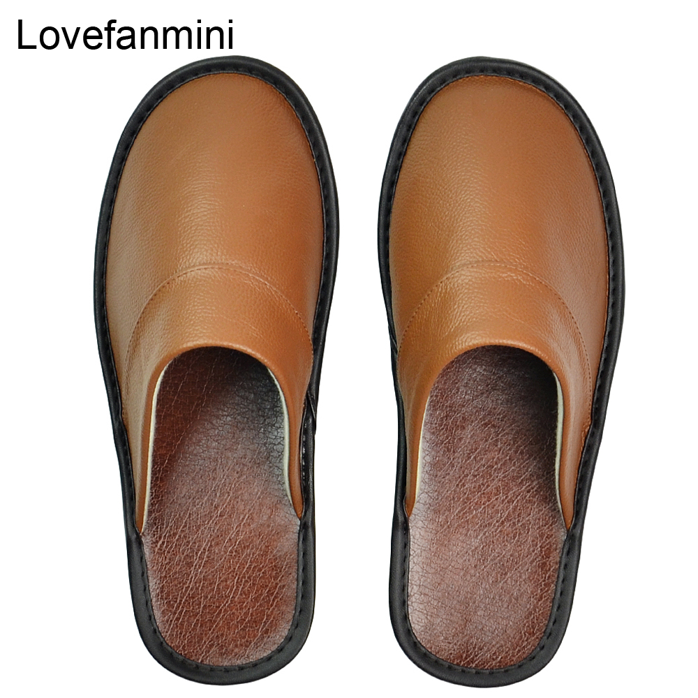 Cow Leather slippers men big sizes 