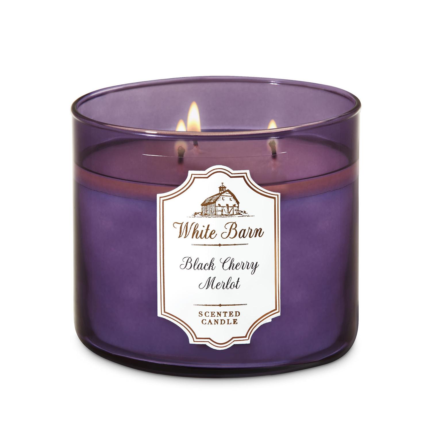 Bath and Body Works White Barn Black Cherry Merlot 3-Wick Scented ...