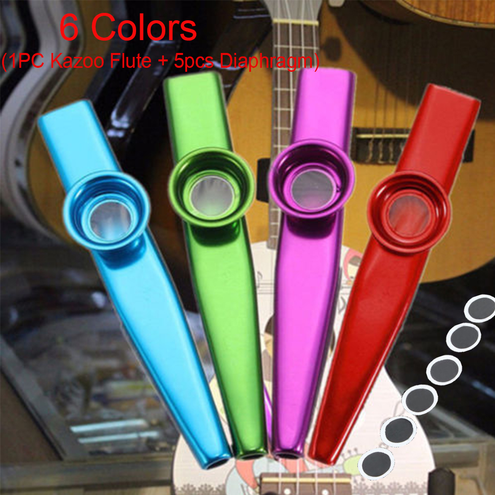 NQMODL SHOP Musical Instruments Aluminum Silver Children Kids Metal 5 Pcs Diaphragm Kazoo Flute Harmonica