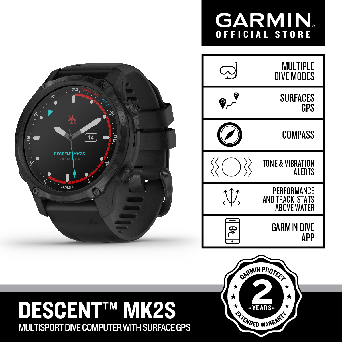 Garmin Descent Mk2S, Dive Fitness GPS Smartwatch, for Divers Lazada PH