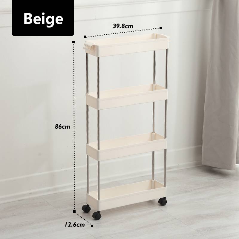 Kitchen Storage Trolley 4 Tier Removable Slim Slide Out Storage Tower