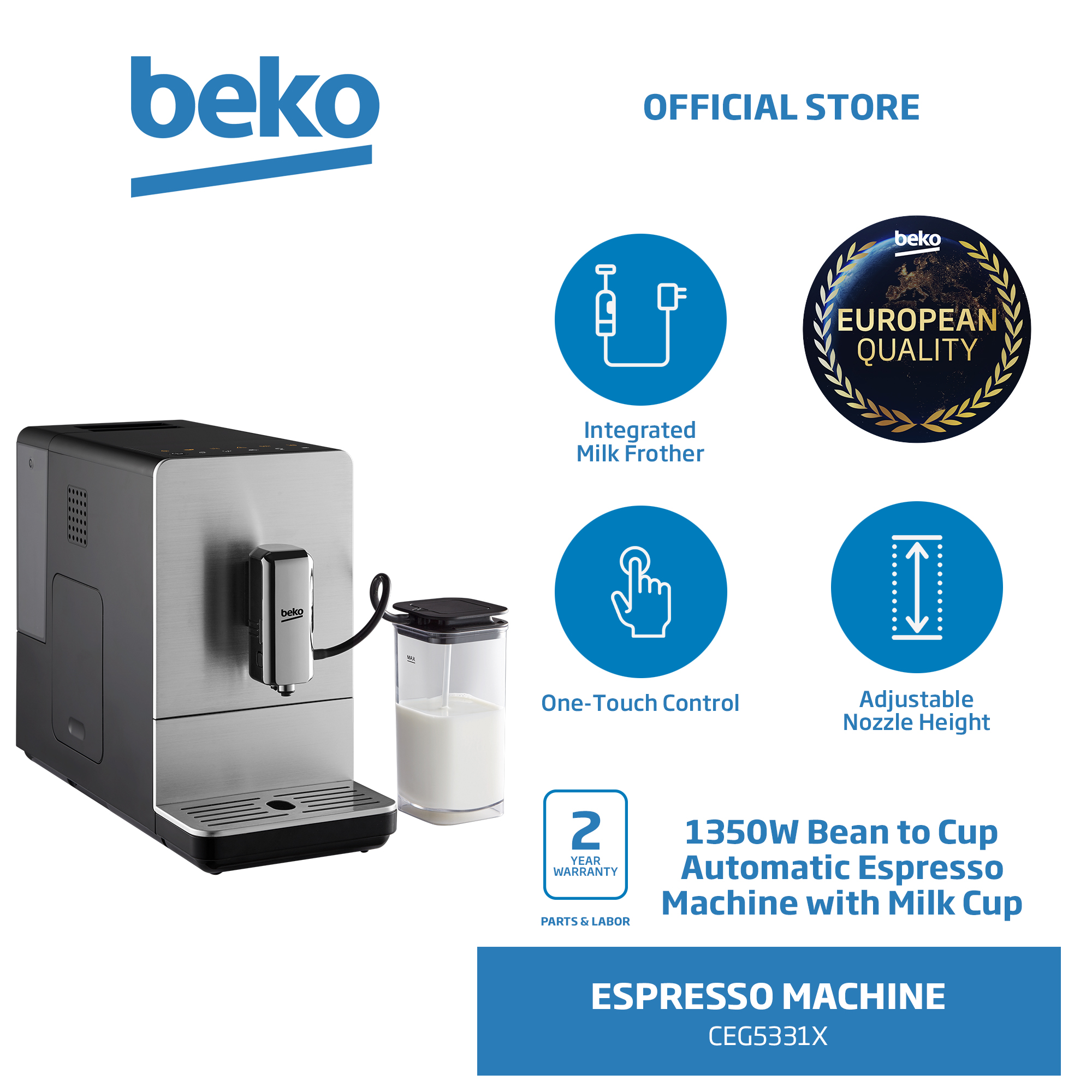 Beko 1500ML Espresso Maker with Milk Cup CEG5331X Lazada PH