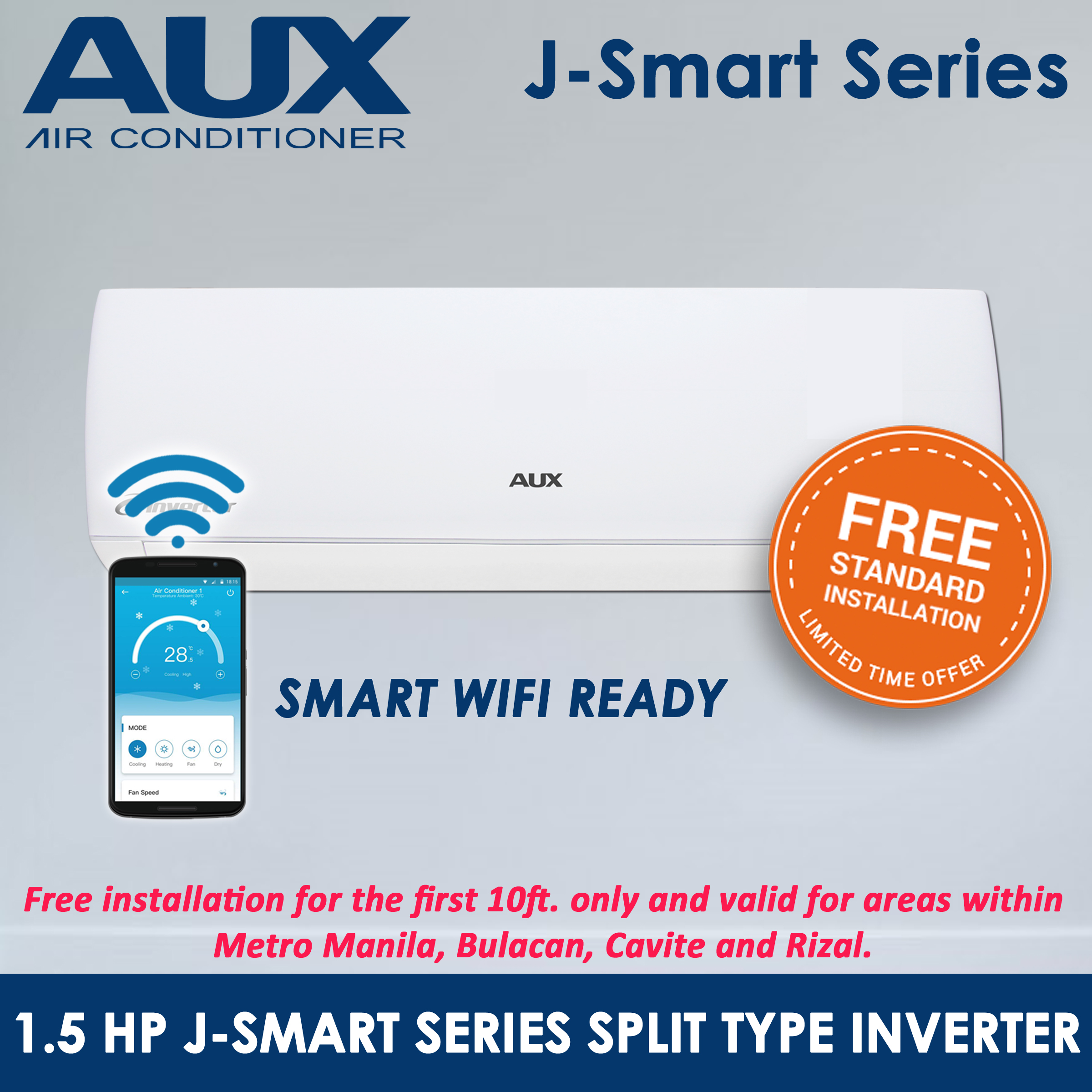 AUX Aircon 1.5HP JSmart Series Split Type Inverter Lazada PH