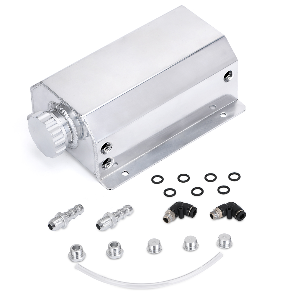 VR Universal 2 Litre Aluminum Oil Catch Can Reservoir Tank With Drain