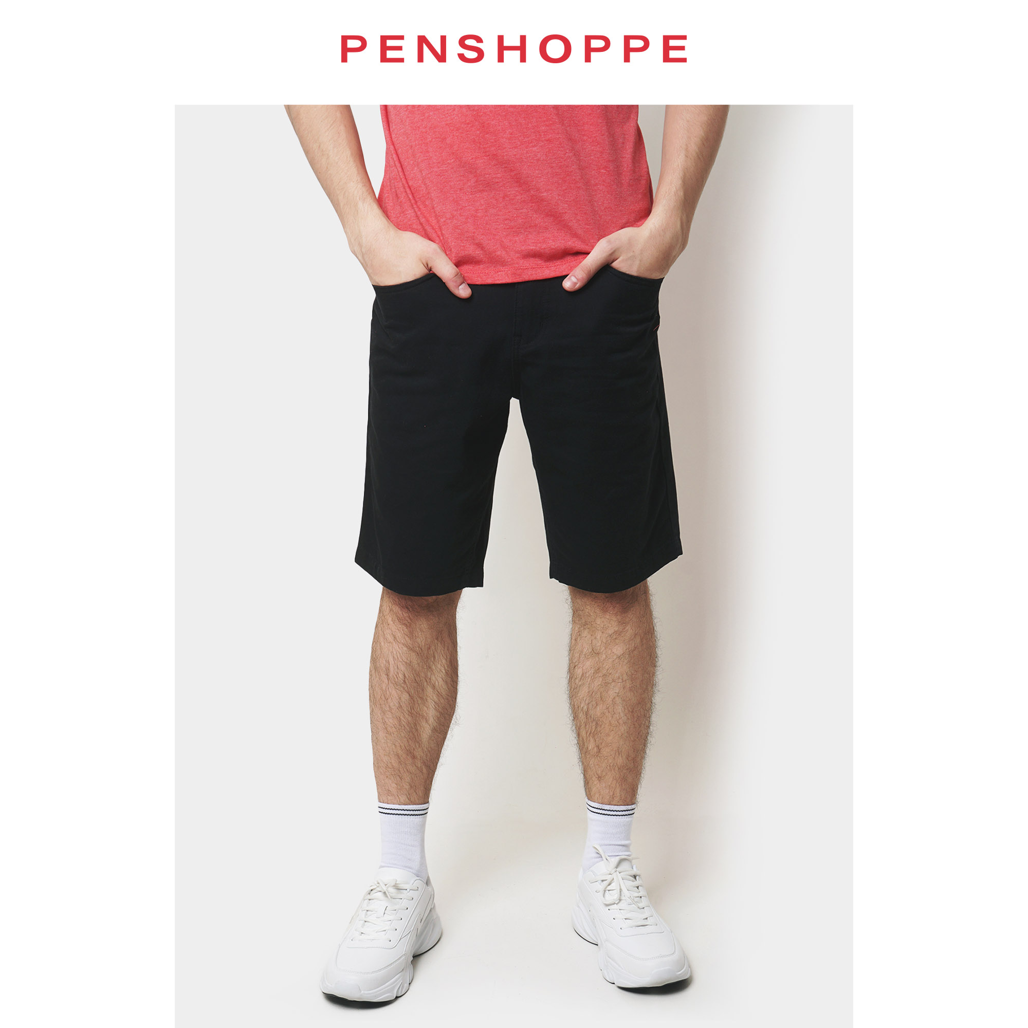 Penshoppe Tapered Shorts For Men (Black 
