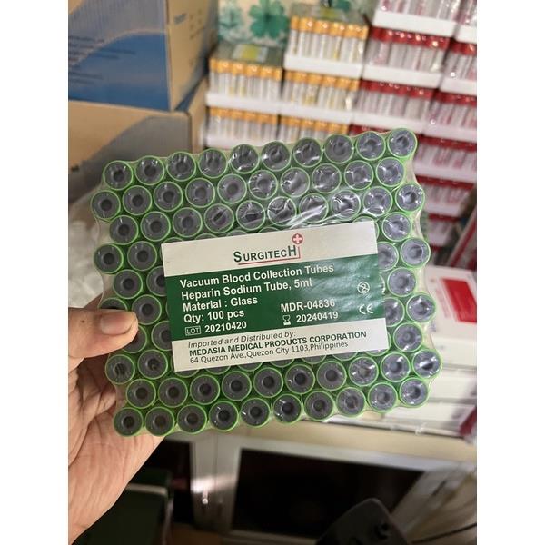 Sodium Heparin (Green Top) Blood Collection Tube 100’s per tray