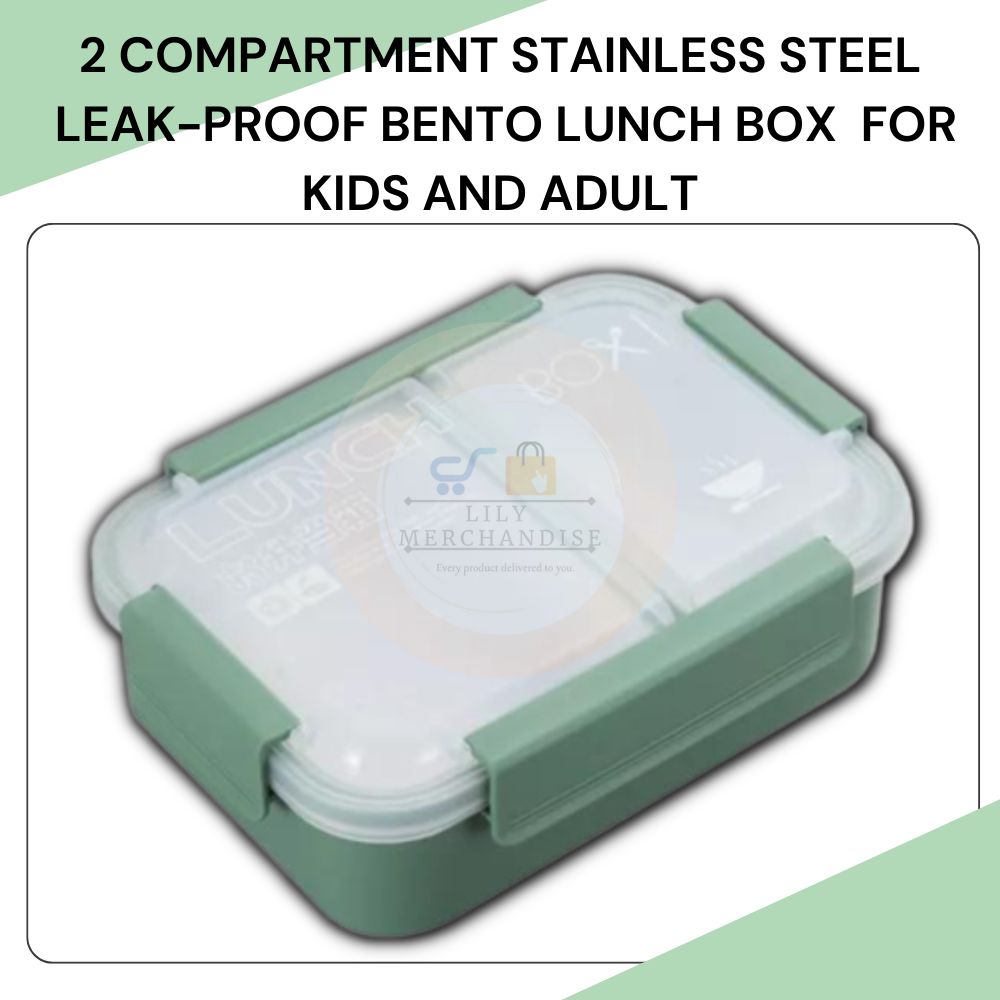 Stainless Steel Adult Kids Bento Lunch Box Set 3 Compartments Food