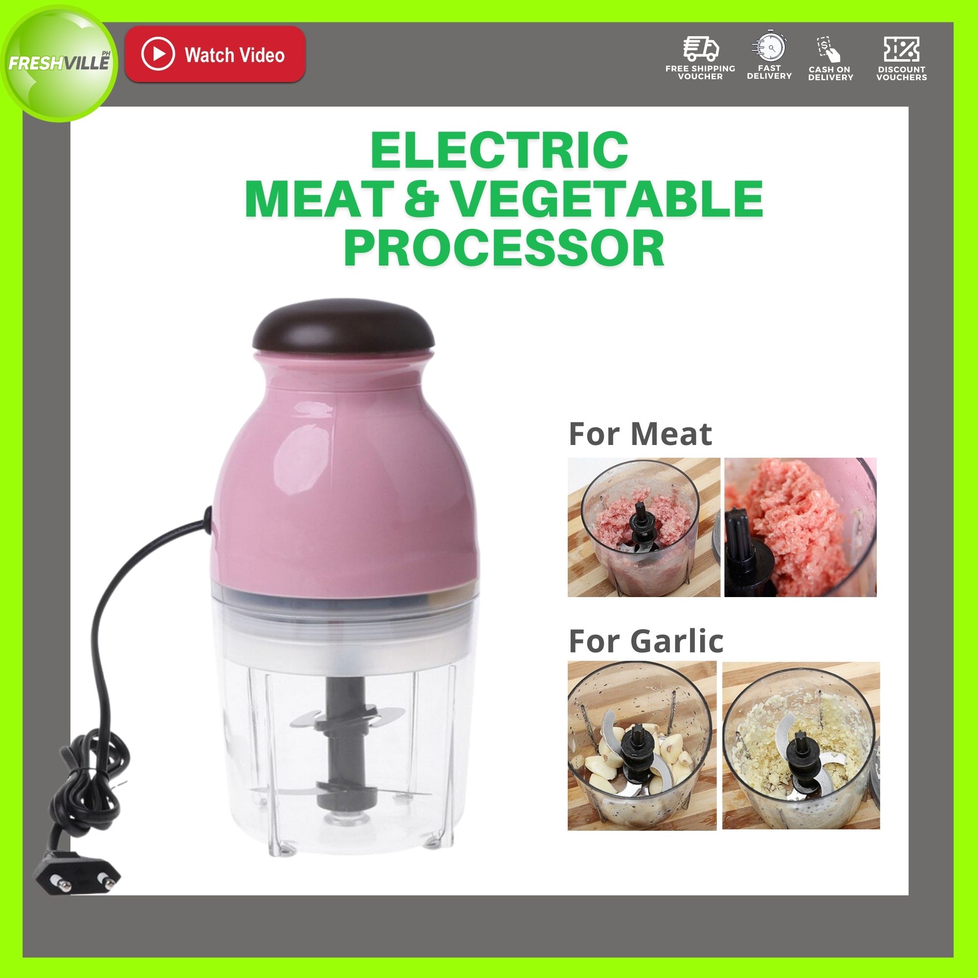 FRESHVILLE Mini Meat Grinder Electric Sale Original Vegetable Chopper