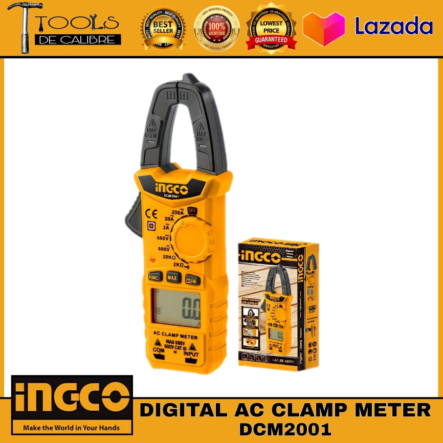 INGCO Digital AC Clamp Meter AC 200A (DCM2001) Lazada PH