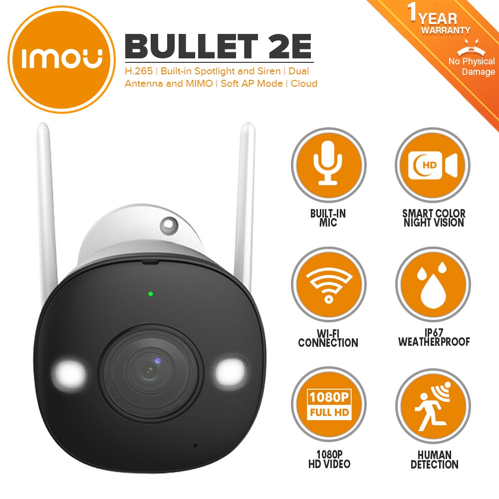 Surveillance Camera Imou Bullet 2E Human Detection 1080P H.265 Smart