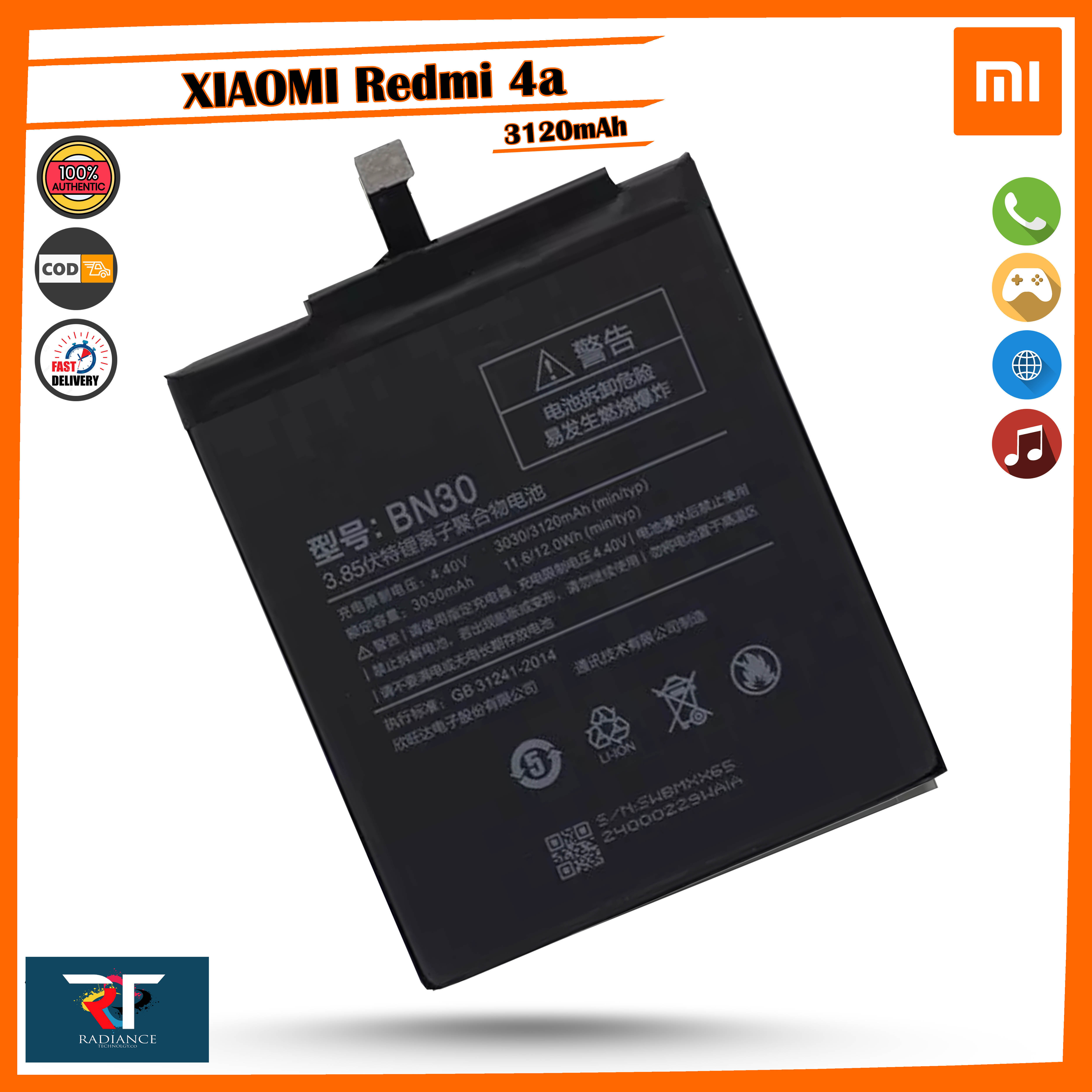 XIAOMI Redmi 4a Battery 100% Original Model: BN30
