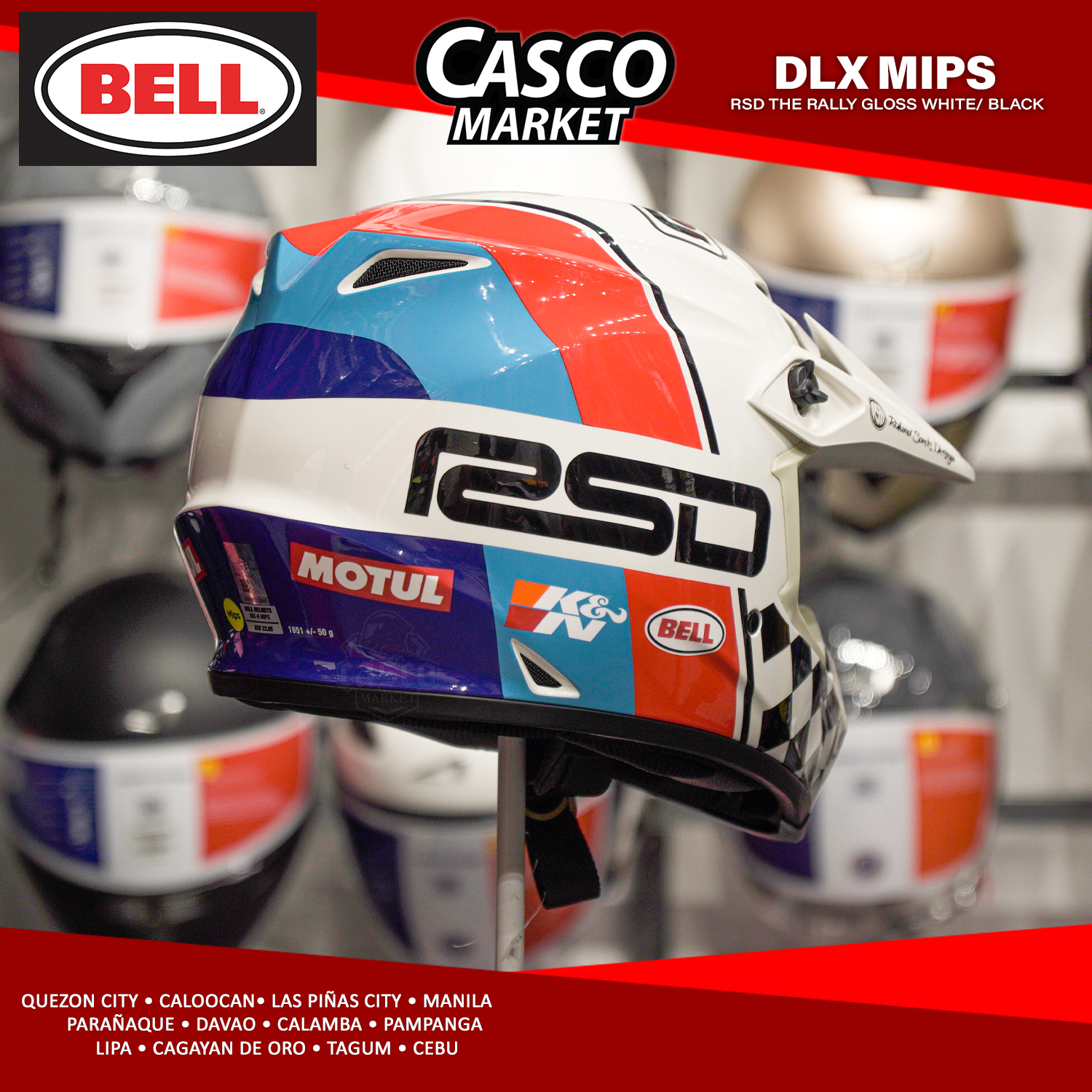 Capacete Bell MX 9 RSD The Rally White/Black Mips
