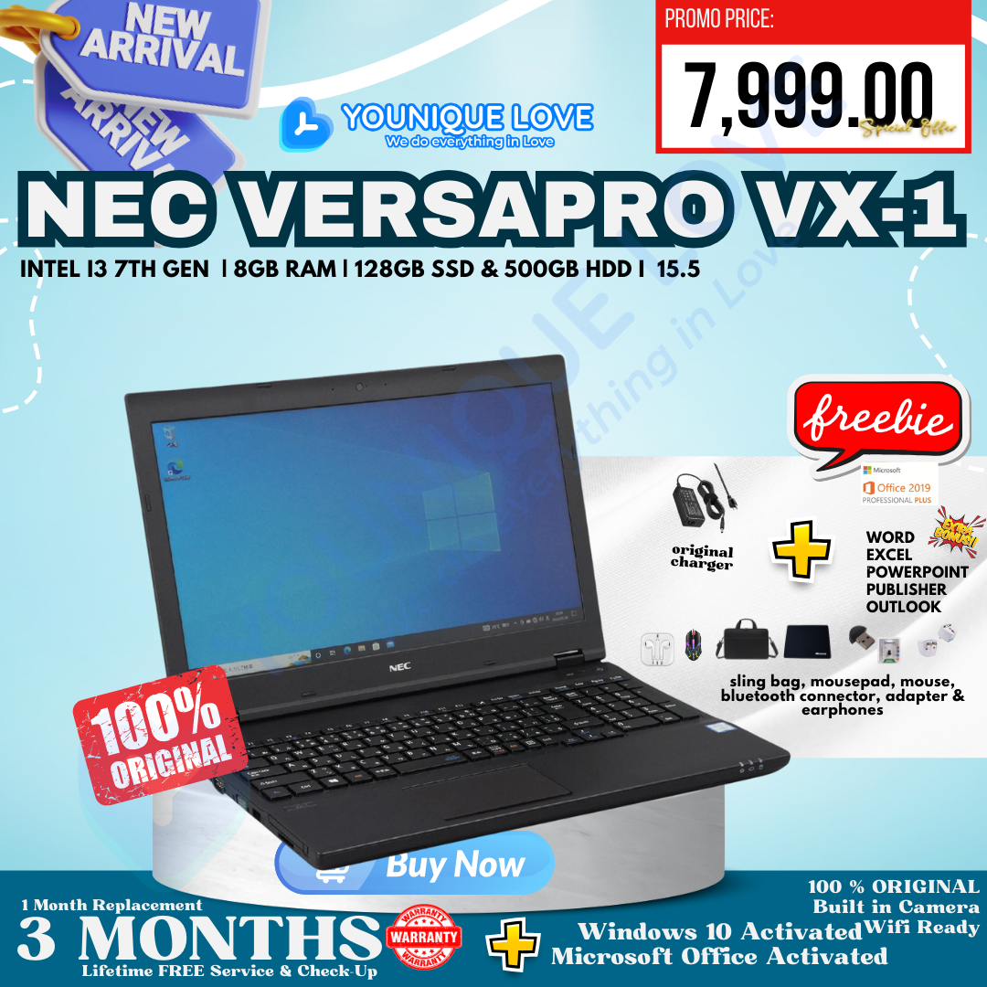【NEC VersaPro】/ Core i3/ 8GB / SSD128GB/ NEC VERSAPRO VX-1 i3 7th GEN | 8GB RAM | 500GB HDD + 128GB SSD