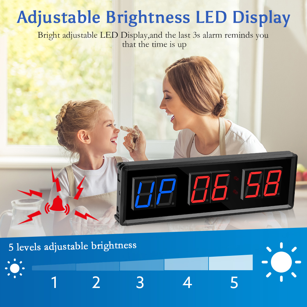 Gym Timer, LED Interval Timer Gym Digital Countdown Wall Clock Fitness