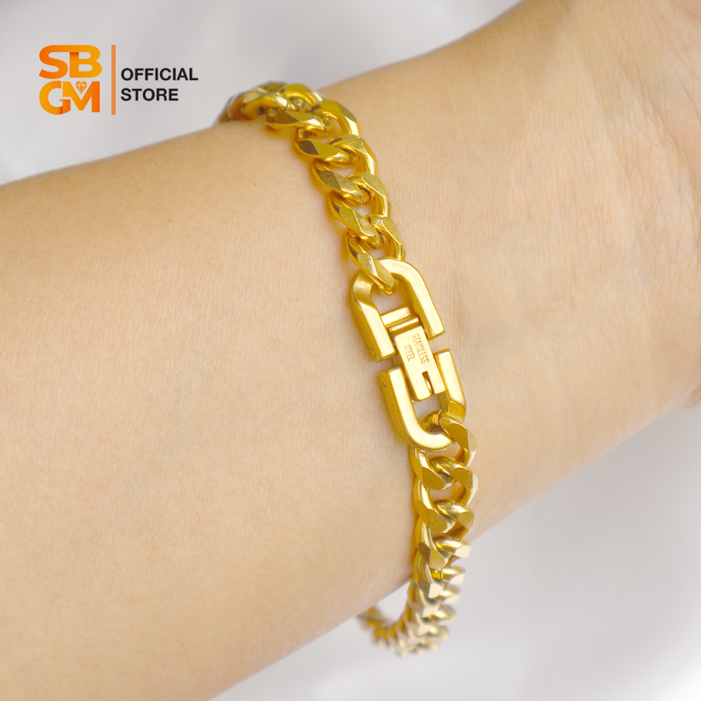 SBGM Jewelry Waterproof Jewelry 18K Gold Plated Stainless Steel 8mm