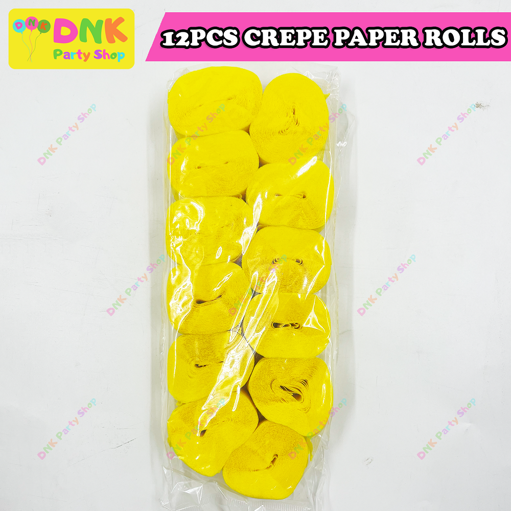 Yellow Crepe Paper Streamers, Yellow Party Decorations - 8 Large Rolls, 2in  x 120ft Each Roll - Decorative Creped Roll for Birthday, Wedding, Backdrop