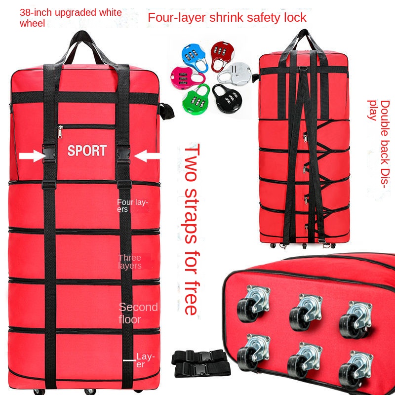 Large Capacity Universal Wheel Travel Bag MultiLayer Foldable Luggage Storage Bag Portable
