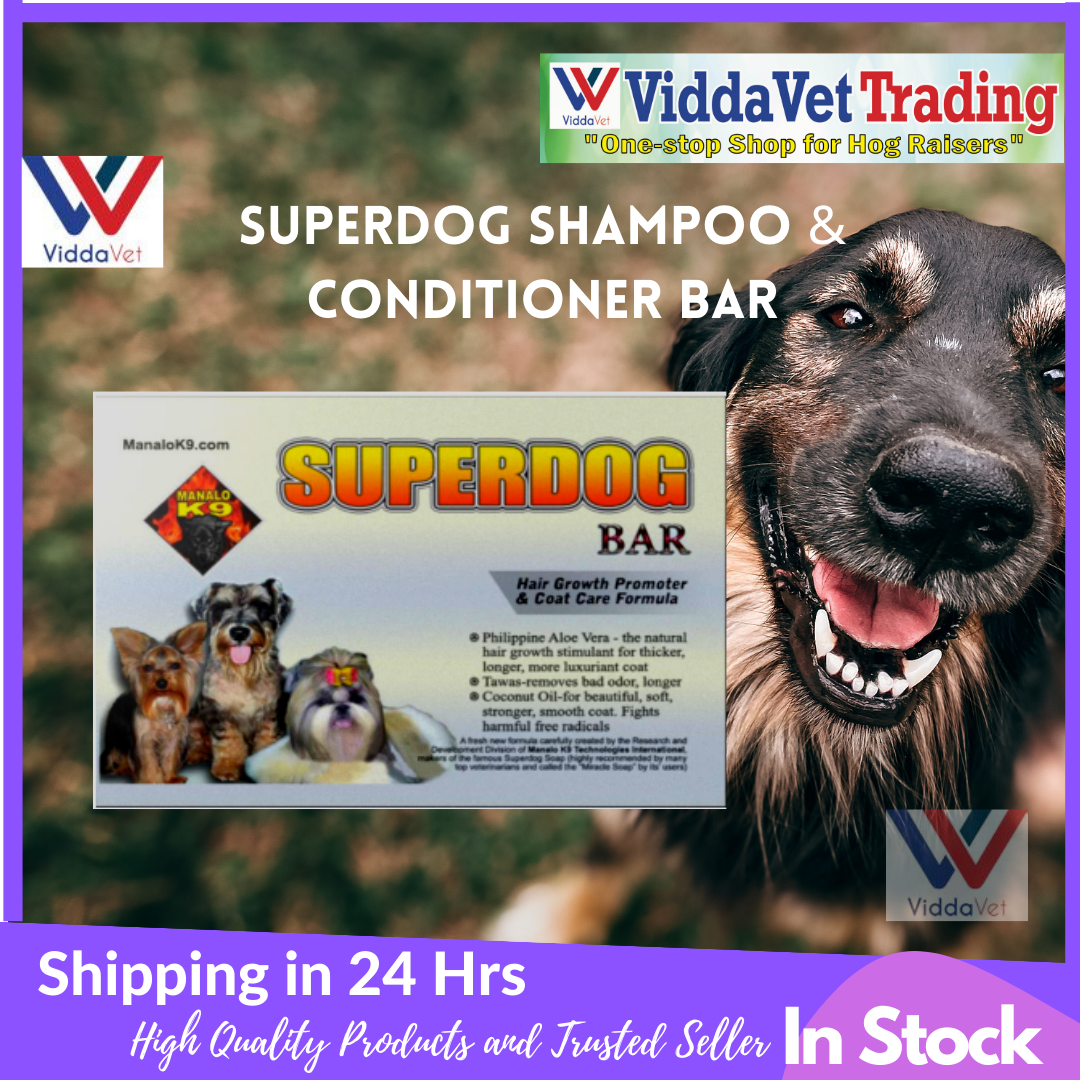 SUPERDOG SHAMPOO & CONDITIONER BAR (150grams) - perfect for all hair  lengths & dog breeds / infused with Aloe Vera extract for boosting hair  growth, Coconut Oil for moisturizing, and Alum for