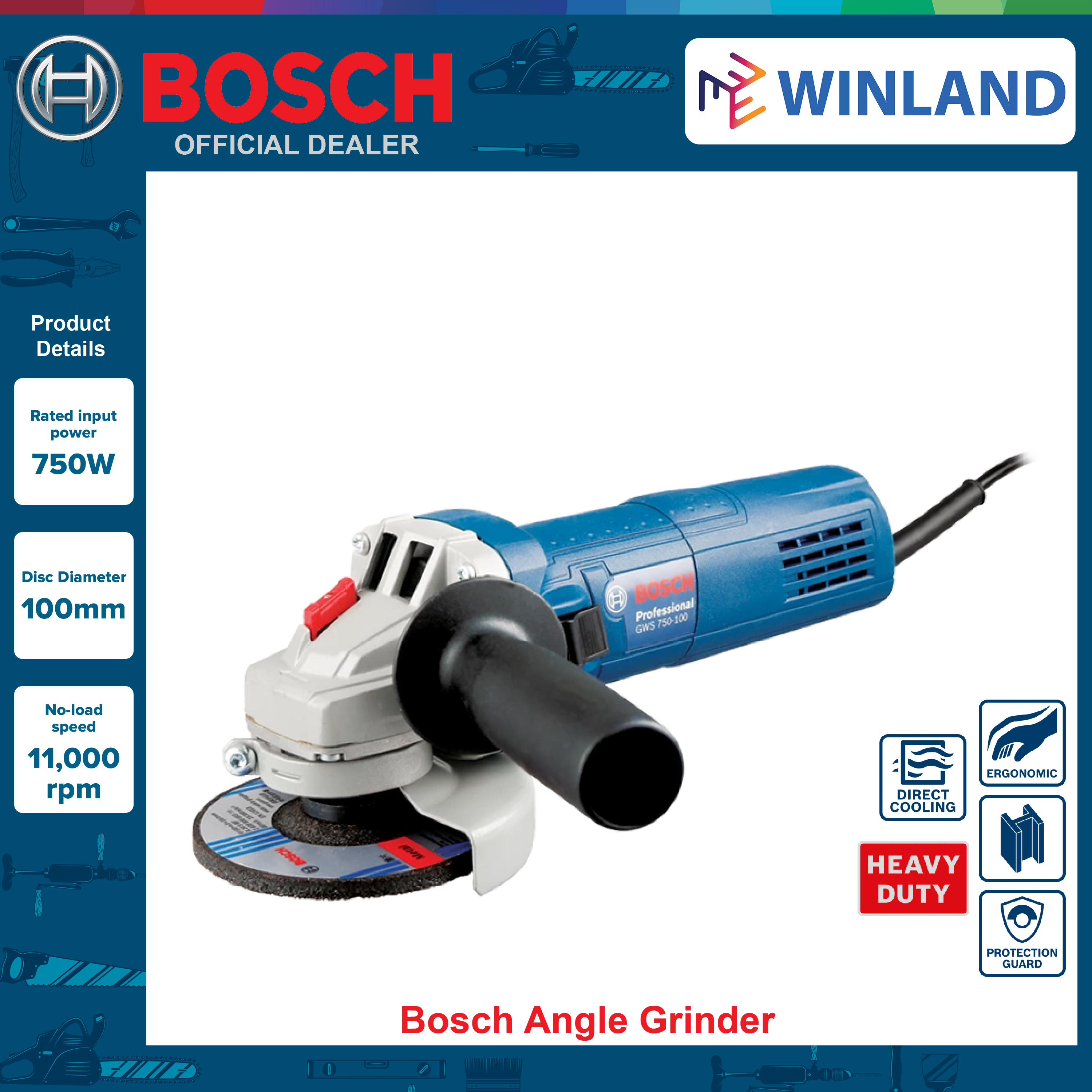 BOSCH by Winland GWS 750100 Professional Angle Grinder 710W Lazada PH