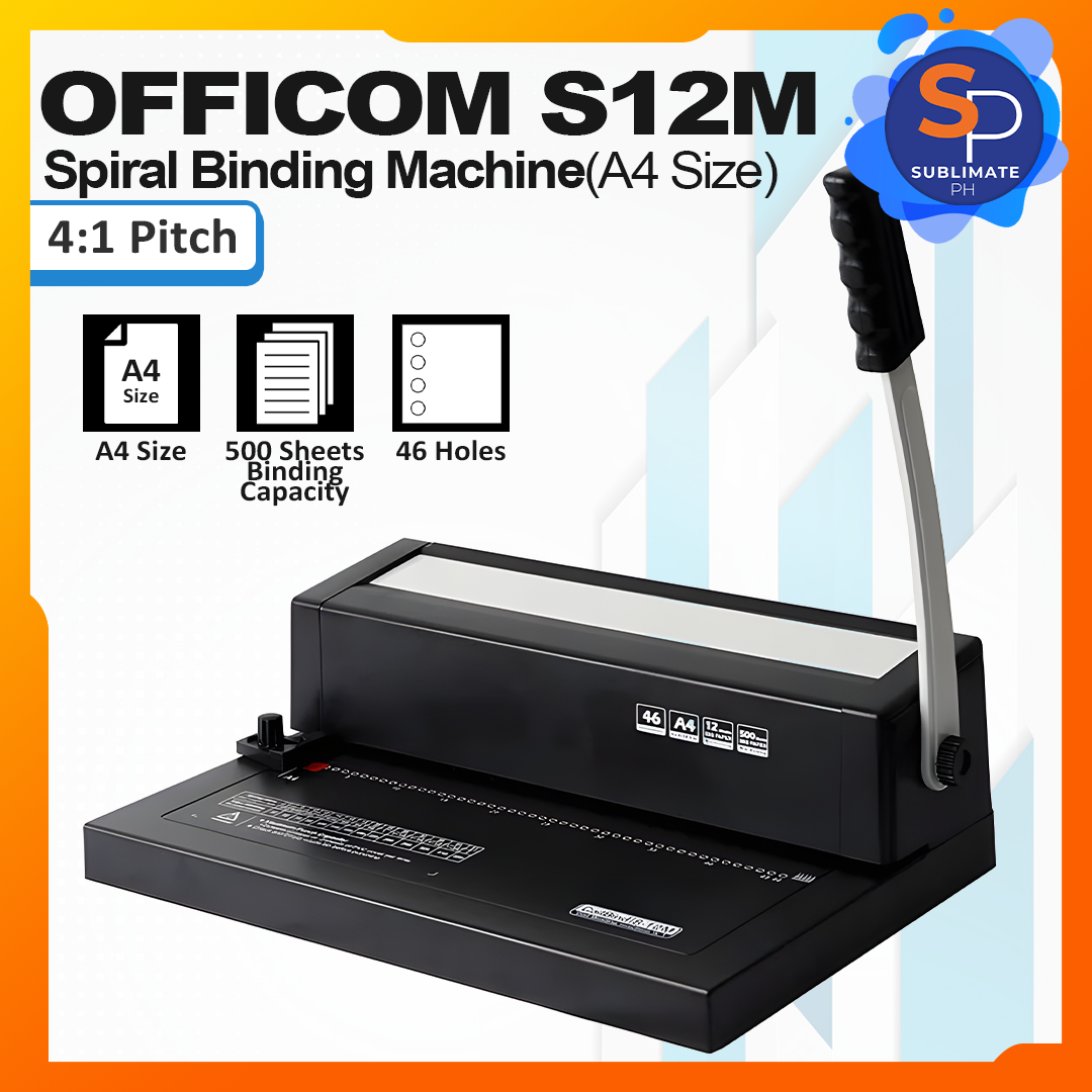 Officom OC-S12M 46 Holes A4 Size Heavy Duty Spiral Binding Machine 4:1 ...