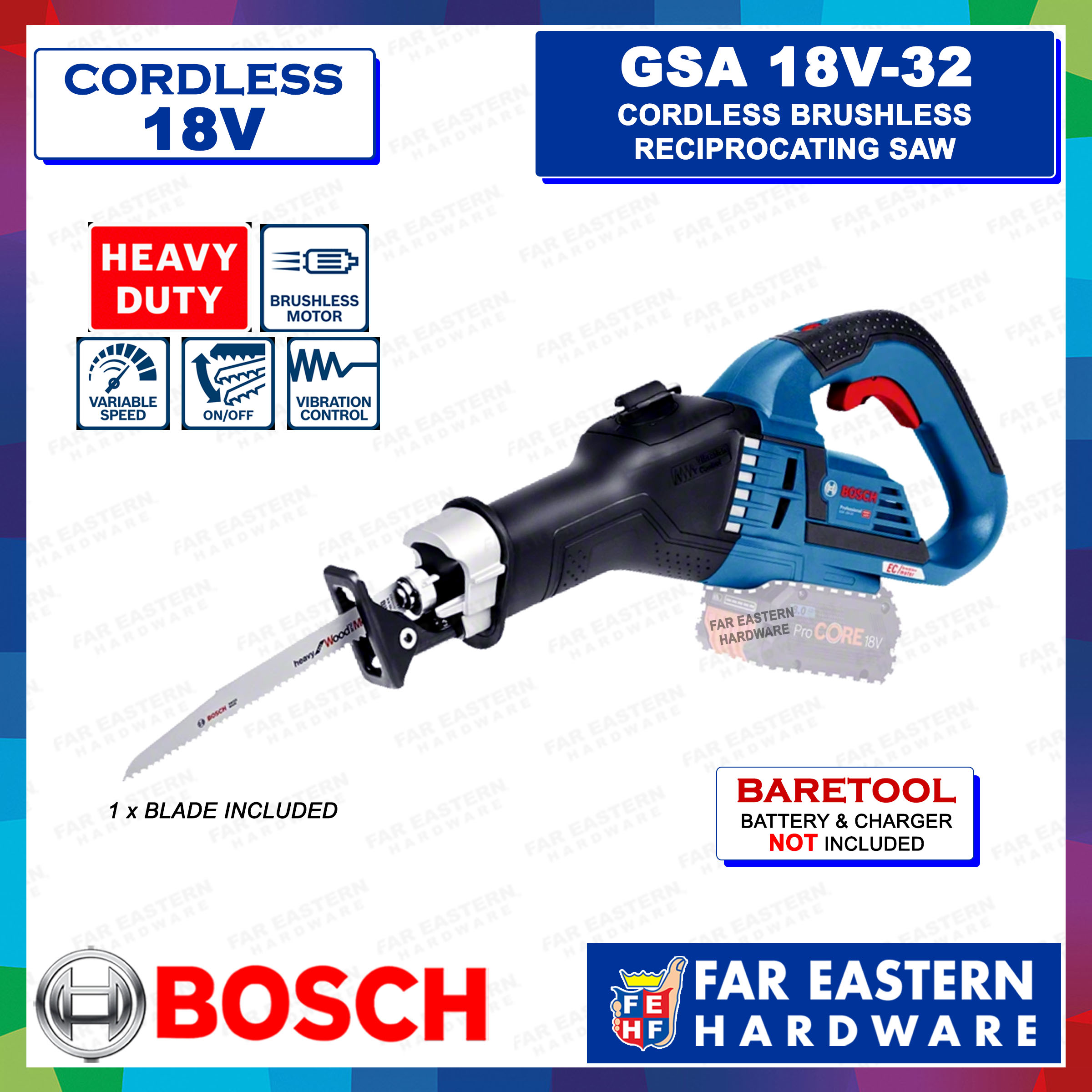 BOSCH GSA 18V-32 Cordless Brushless Reciprocating Sabre Recip Saw
