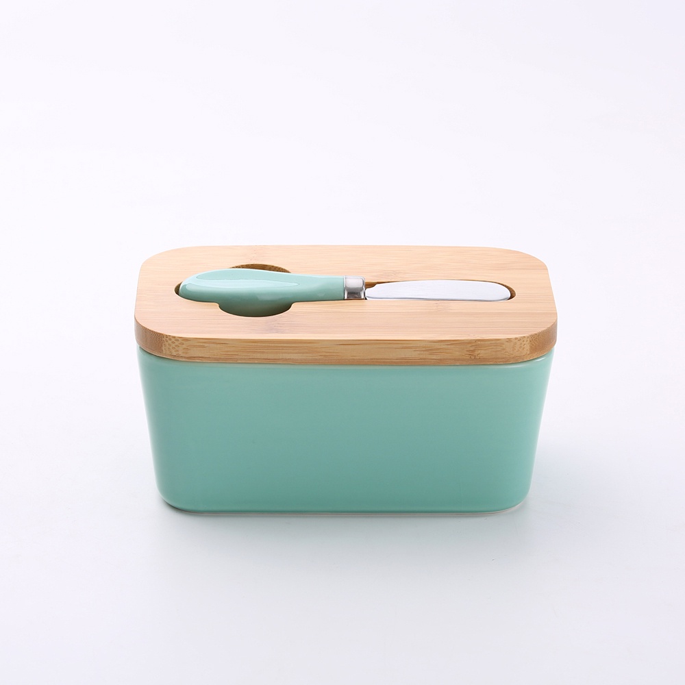 food storage container 5000mililiter ActiveBae Porcelain Butter Keeper Container with Bamboo Lid