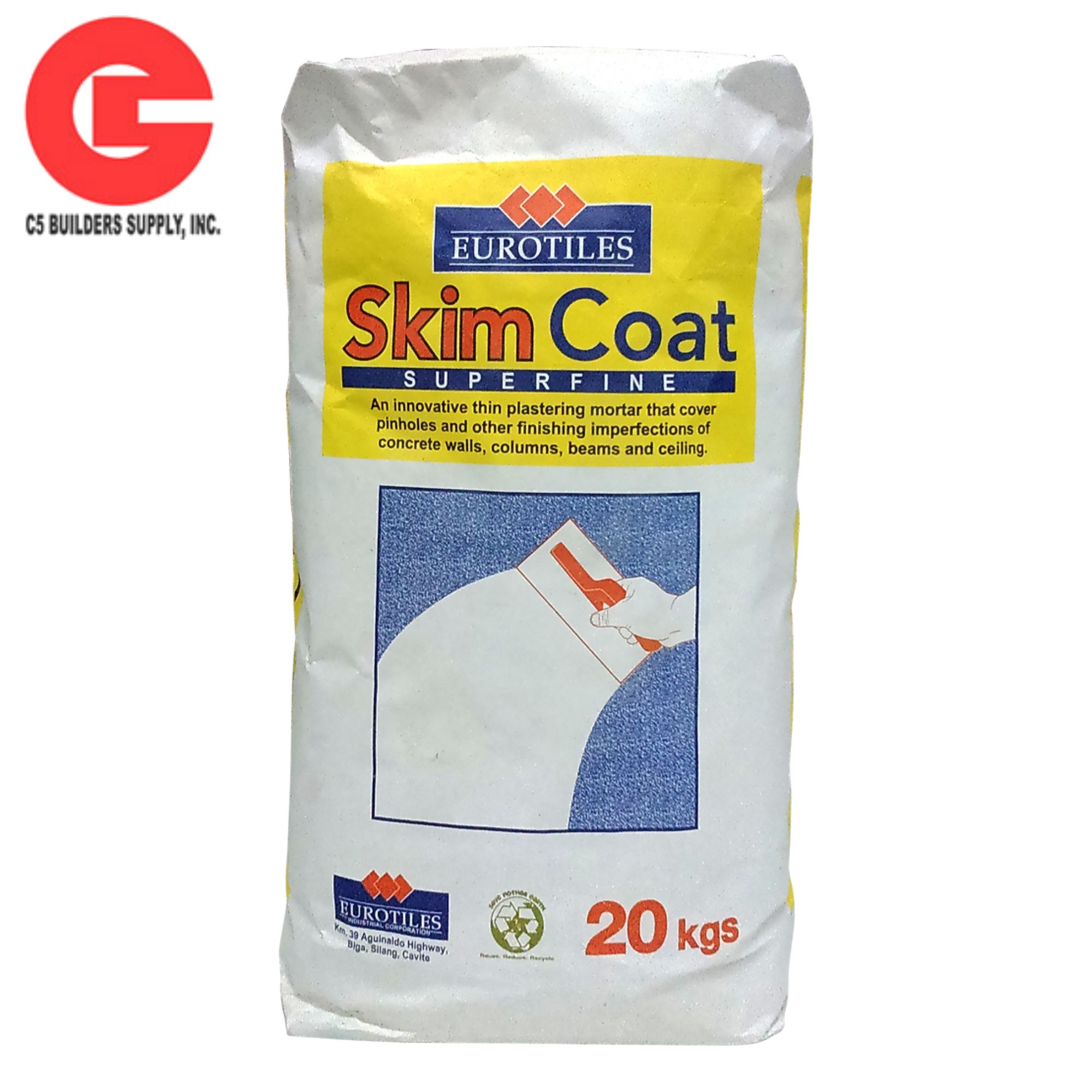 Eurotiles Skim Coat Superfine White 20 KG Lazada PH