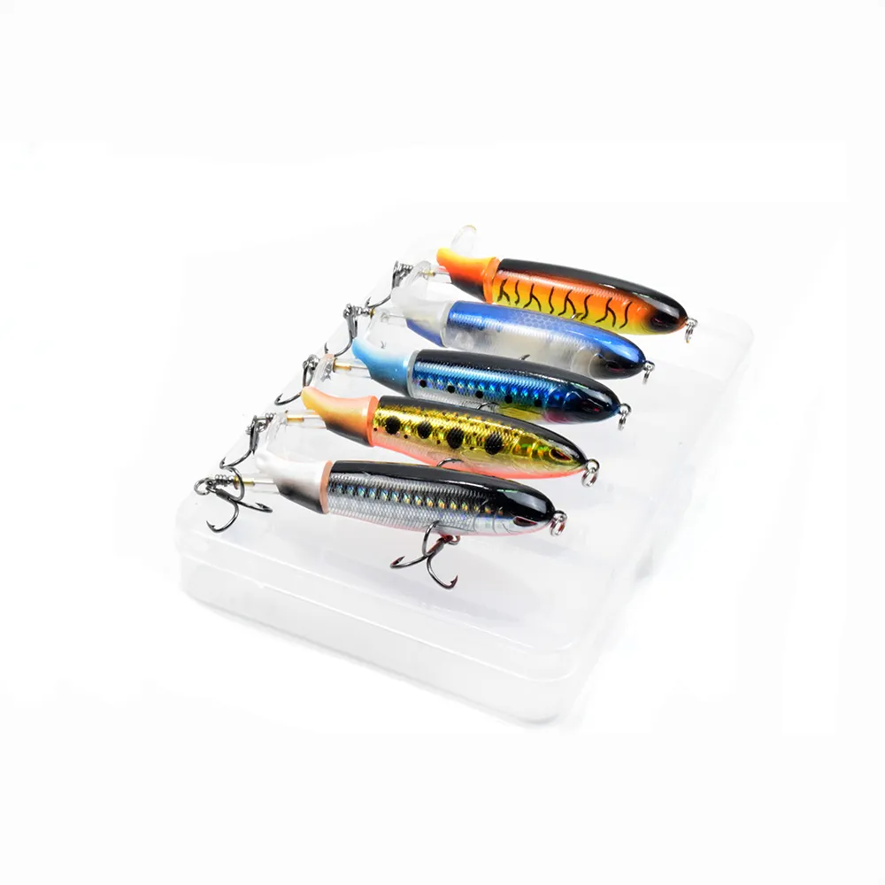 Topwater Popper Bionic Propeller Tractor Hard Bait Fishing Lure Rotation Tail Fishing Lure Bait Floating 2 Segment Fishing Bass Lure Artificial Bait Lifelike Crankbait Hooks Trout Bass Pike Fishing Lure 3.7in/0.5oz