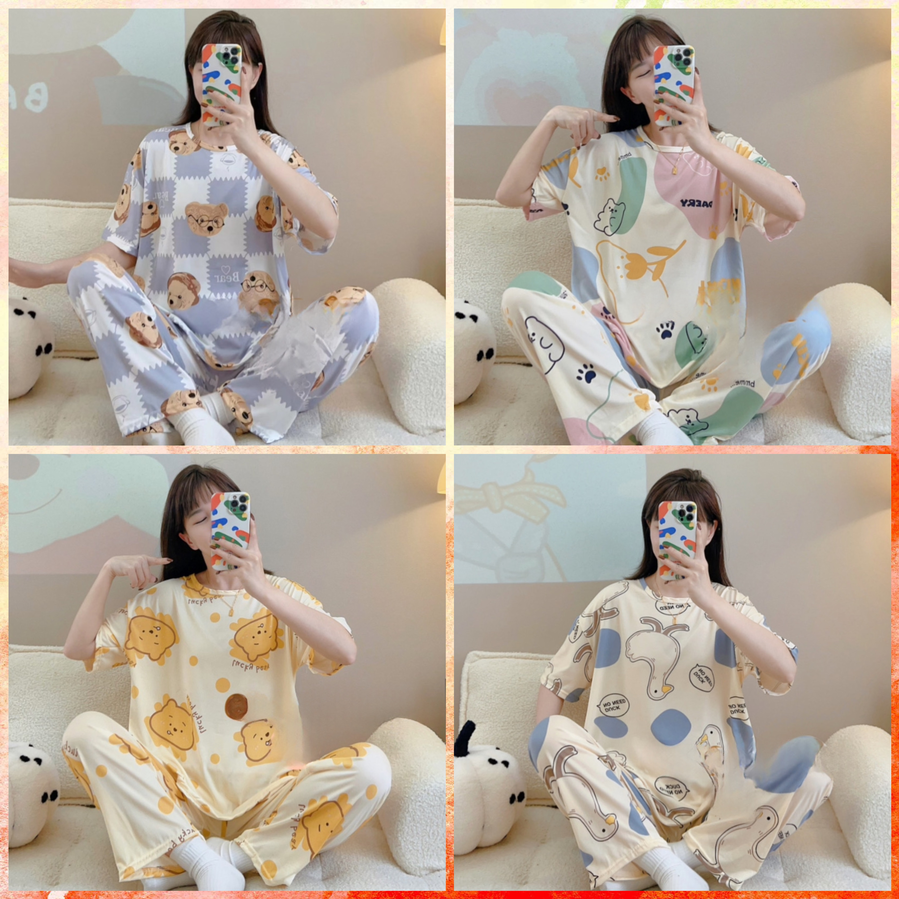 K.Store #SW4 Korean silk pajama pants plain comfortable terno