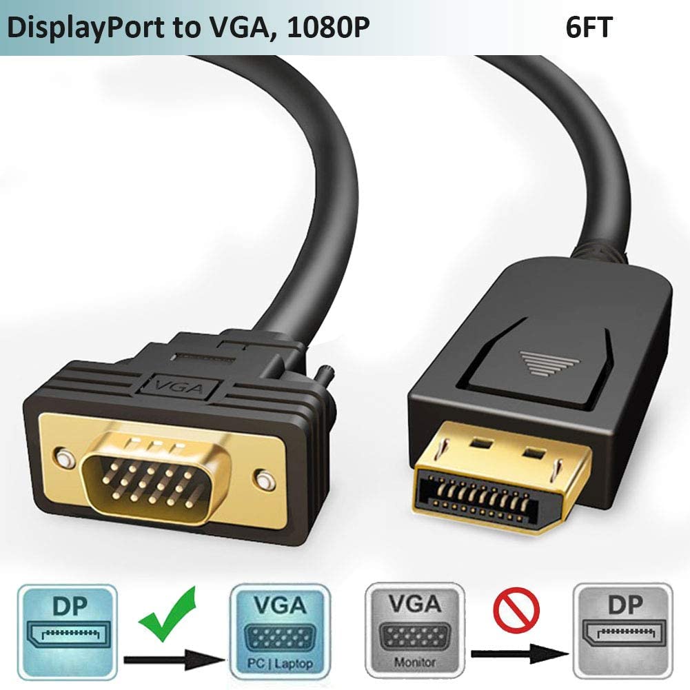surely rehearsal Treble DP to VGA Cable,DisplayPort to VGA Monitor Cable 6FT,Male Display Port to  VGA Male Adapter Cord,DP in VGA Out Video Converter Lead 1080P 60Hz for  Lenovo,HP,ASUS Laptop,PC,Desktop to TV,Projector | Lazada PH