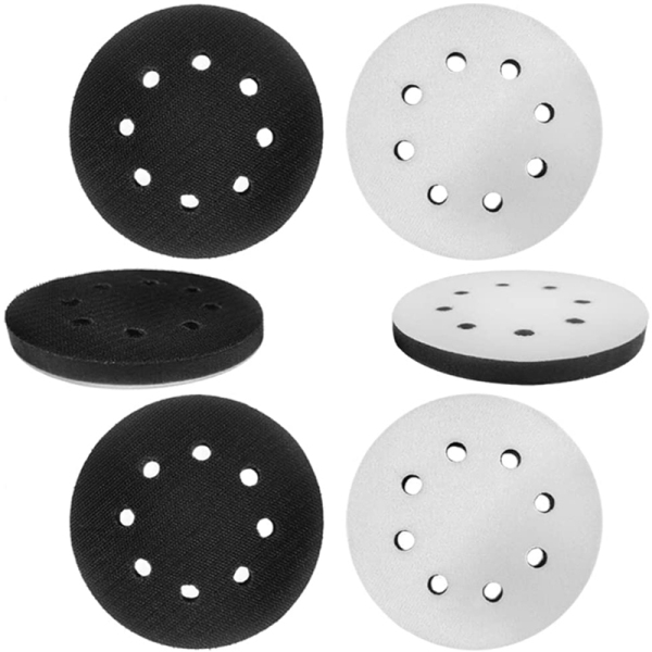 6 Pack 5 Inch 8 Holes Hook and Loop Soft Sponge Cushion Interface Buffer Pad