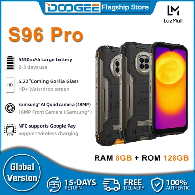 DOOGEE S96 Pro Rugged Smartphone, Helio G90, 8GB+128GB, 6.22 inch, 4G LTE NFC 6350mAh Wireless Charging, IP68 Waterproof, 48MP AI Quad Cameras, Face ID Fingerprint Unlock Cellphone Sale Original