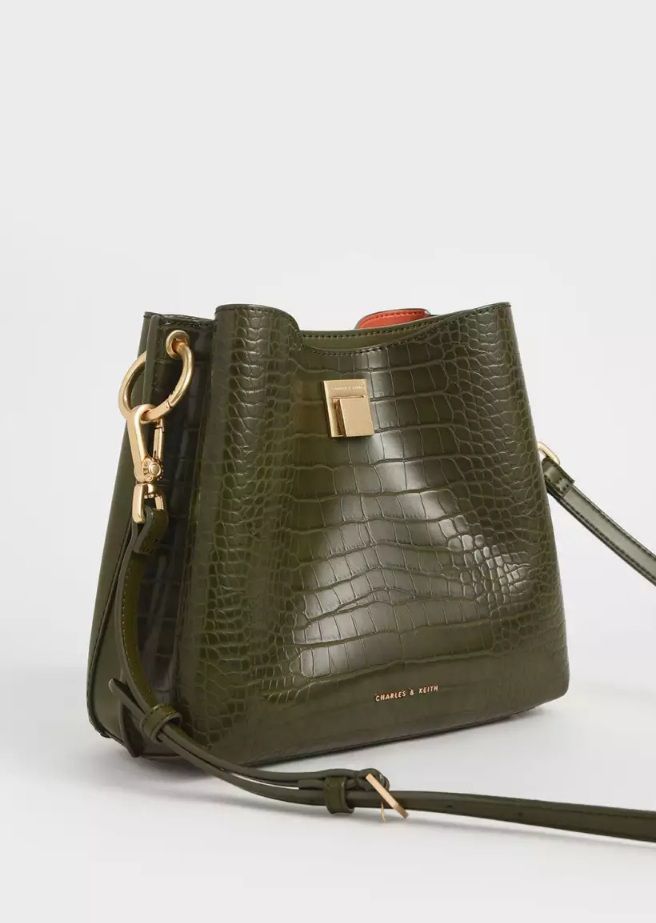 Charles & Keith CrocEffect Bucket Shoulder bag Lazada PH